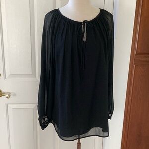 NWT Talbots flowy sheer-sleeved black blouse
